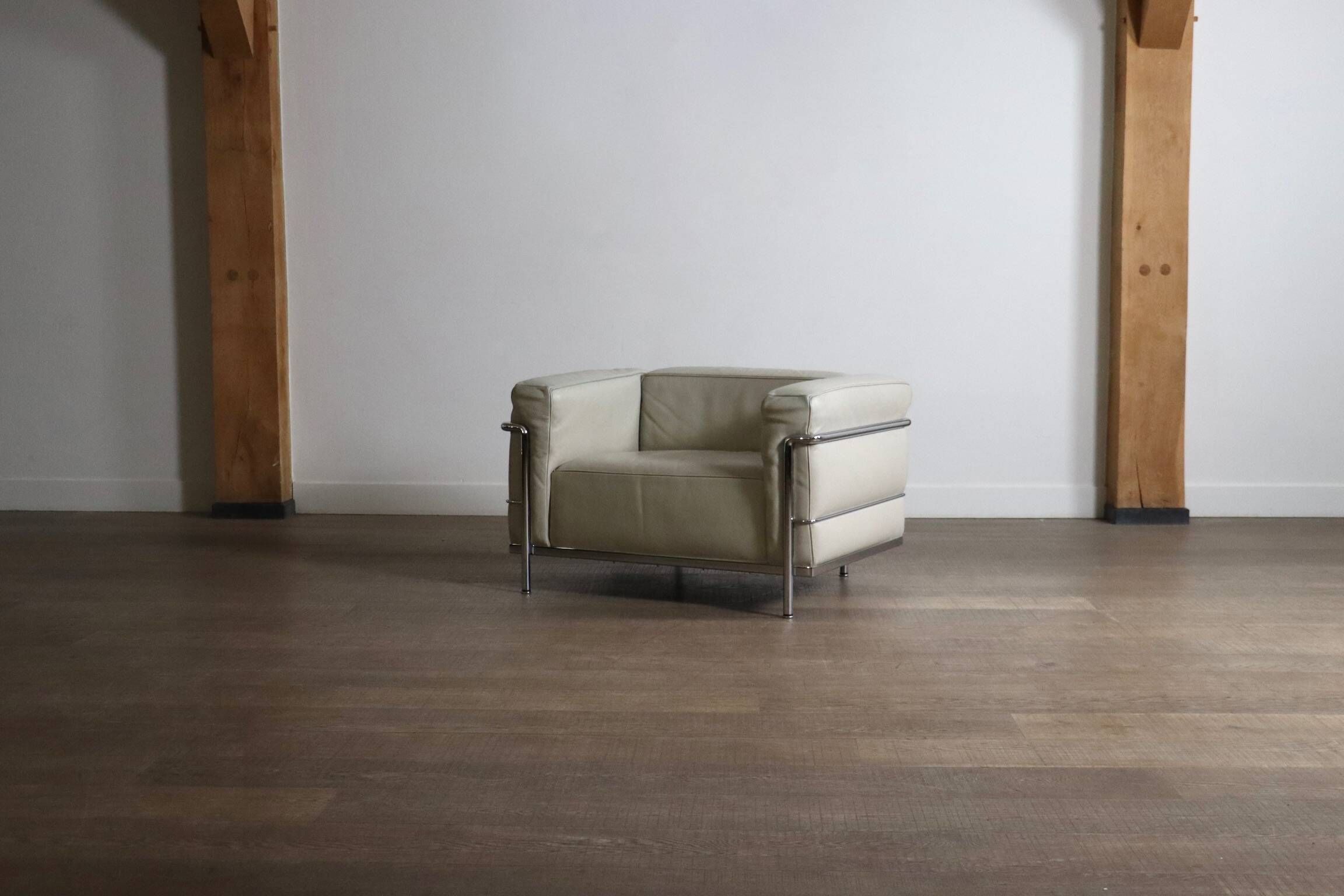 Cassina LC3 armchair by Le Corbusier in leather, Italy 1980s