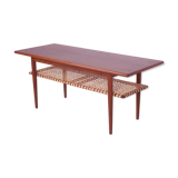 Mid-Century Teak and Rattan Coffee Table, 1960s