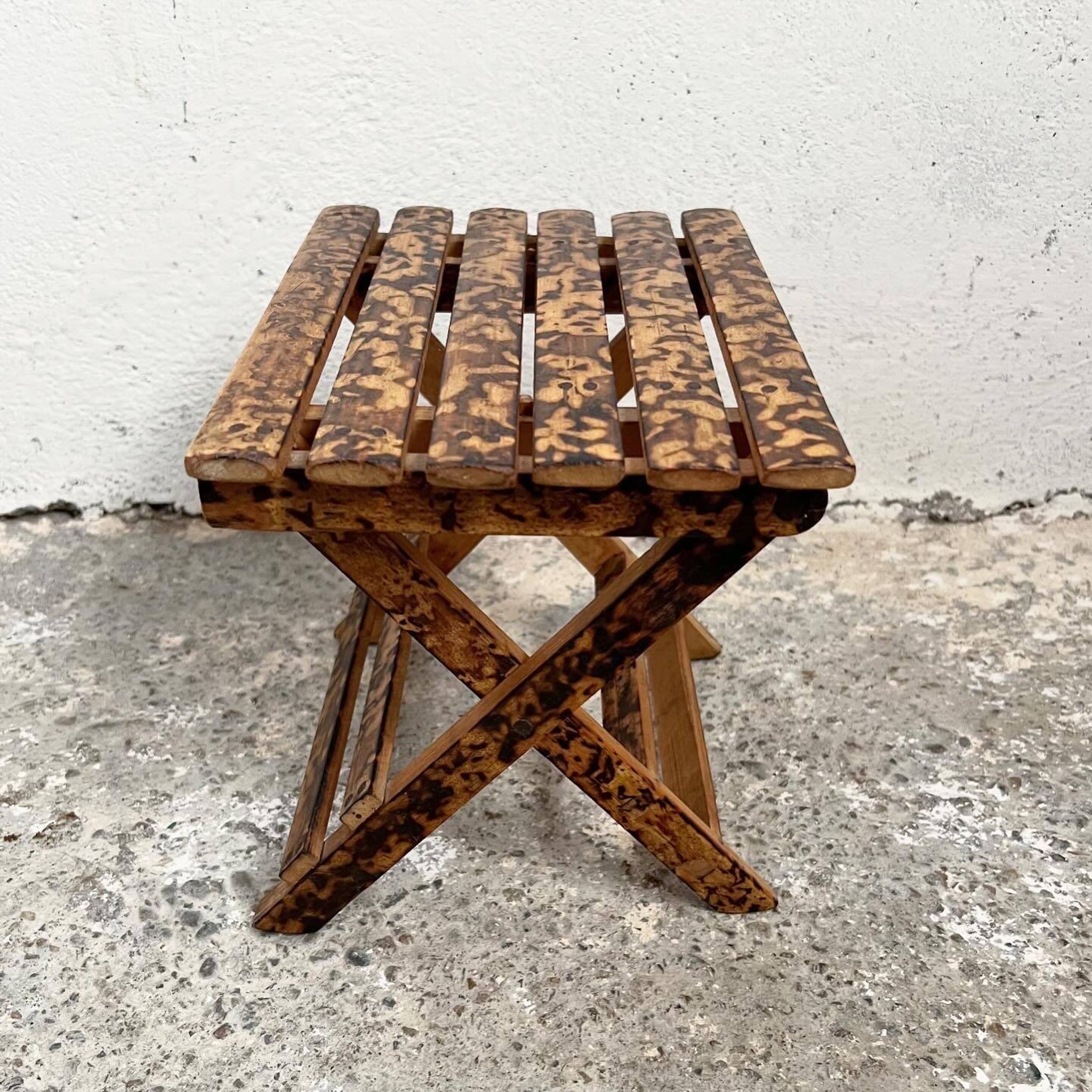 Small folding stool in exotic wood