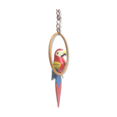Suspension perroquet bois et rotin