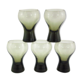 5 cocktail glasses in brown smoked glass - Luminarc verrerie d'Arques France - vintage 70s