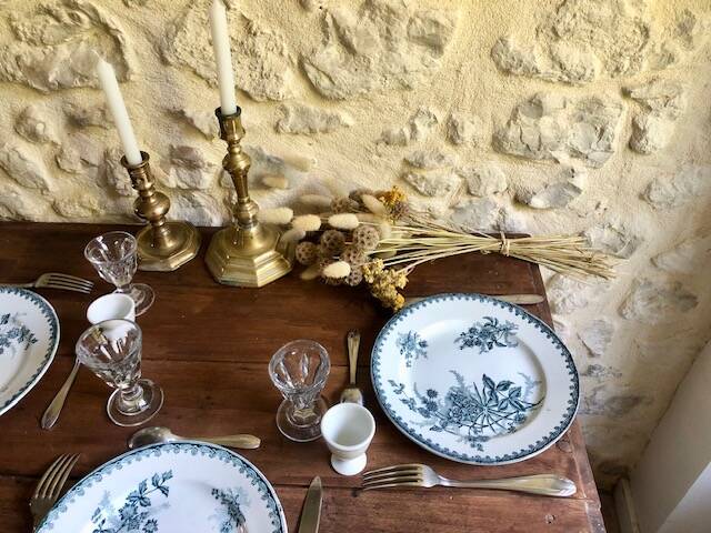 Antique wooden farmhouse table