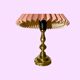 Lampe en laiton vintage de knud christensen fabriquée au danemark | base en or / laiton avec abat-jour rose