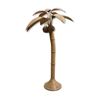 Rattan palm floor lamp by Mario Lopez Torres, 1970