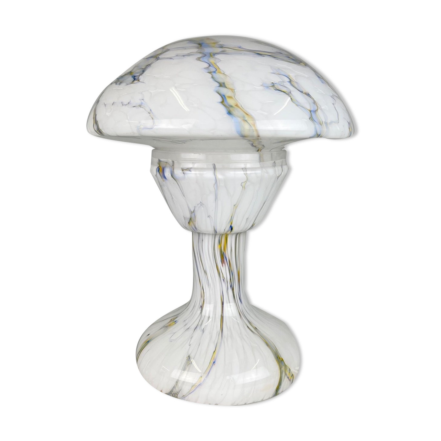 Lampe de table champignon en verre marbré vintage, années 1930