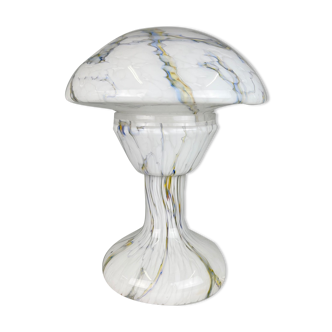 Lampe de table champignon en verre marbré vintage, années 1930