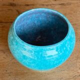 Jérôme Massier Vallauris vase boule/cache pot turquoise