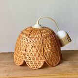 Vintage flower shaped wicker pendant light