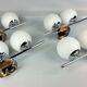 4 appliques doubles globe opalin métal chromé 1960