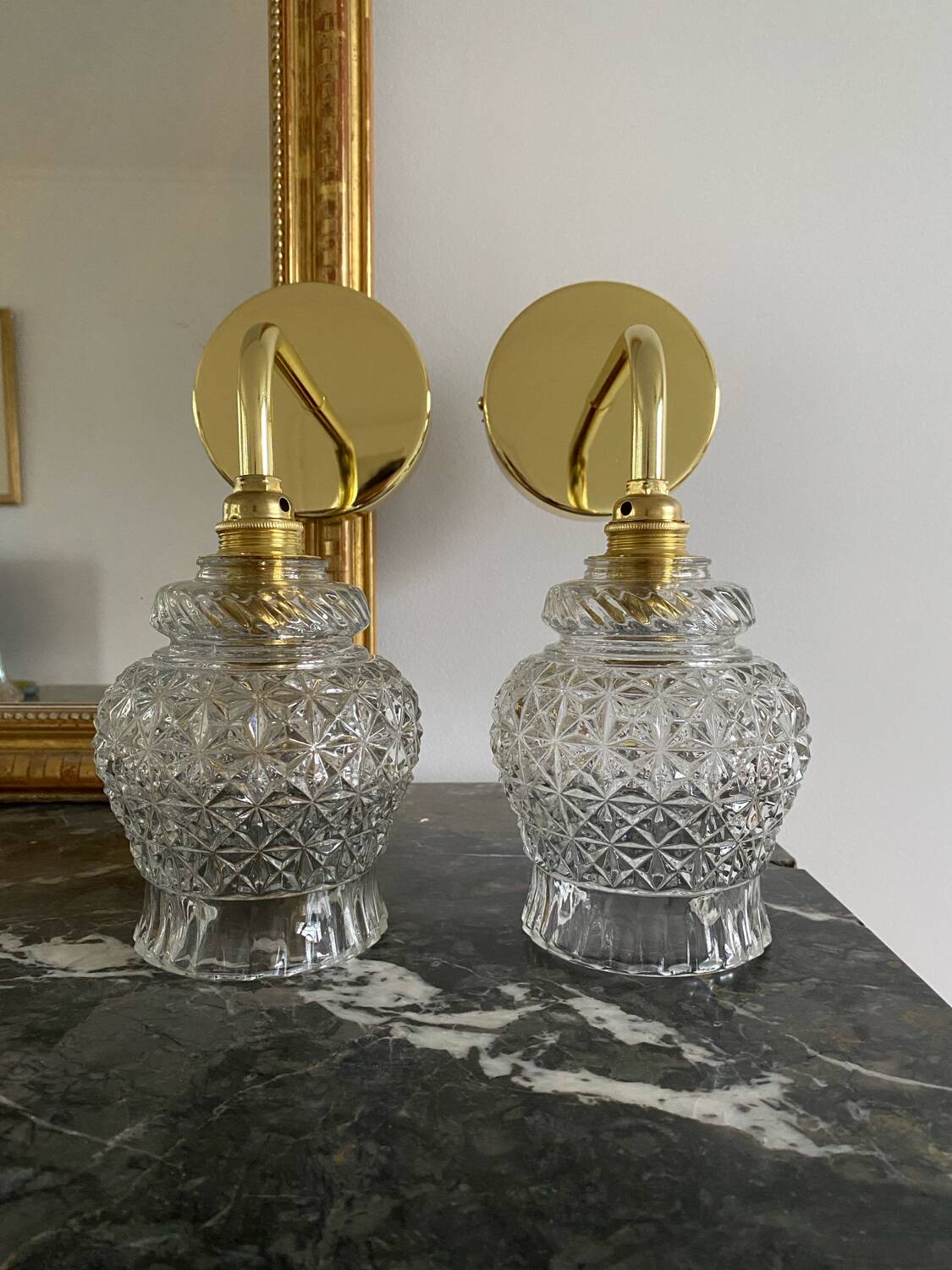 Pair of vintage globe wall sconces