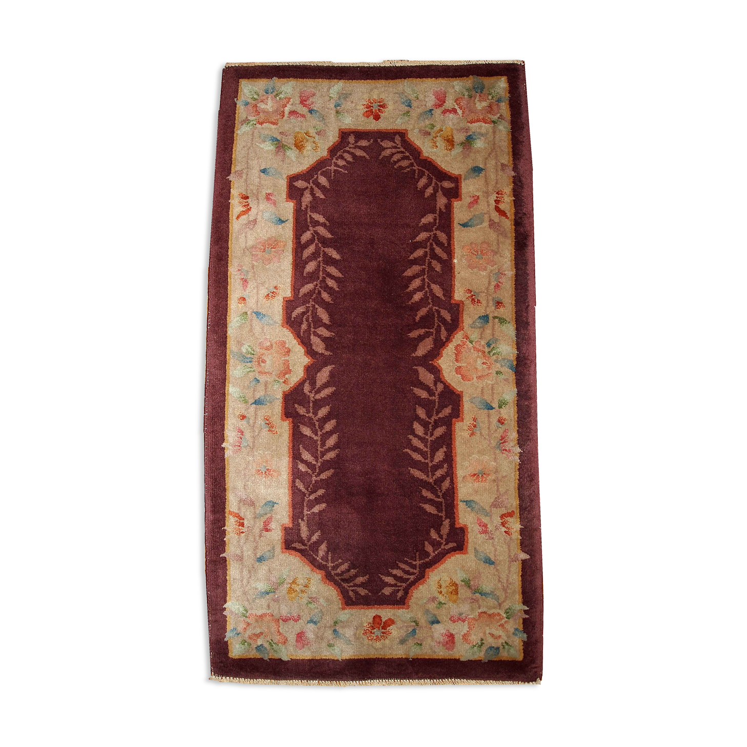 Antique Chinese carpet Art Deco handmade 67cm x 121cm 1920