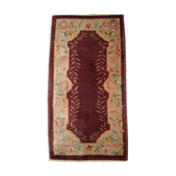 Antique Chinese carpet Art Deco handmade 67cm x 121cm 1920