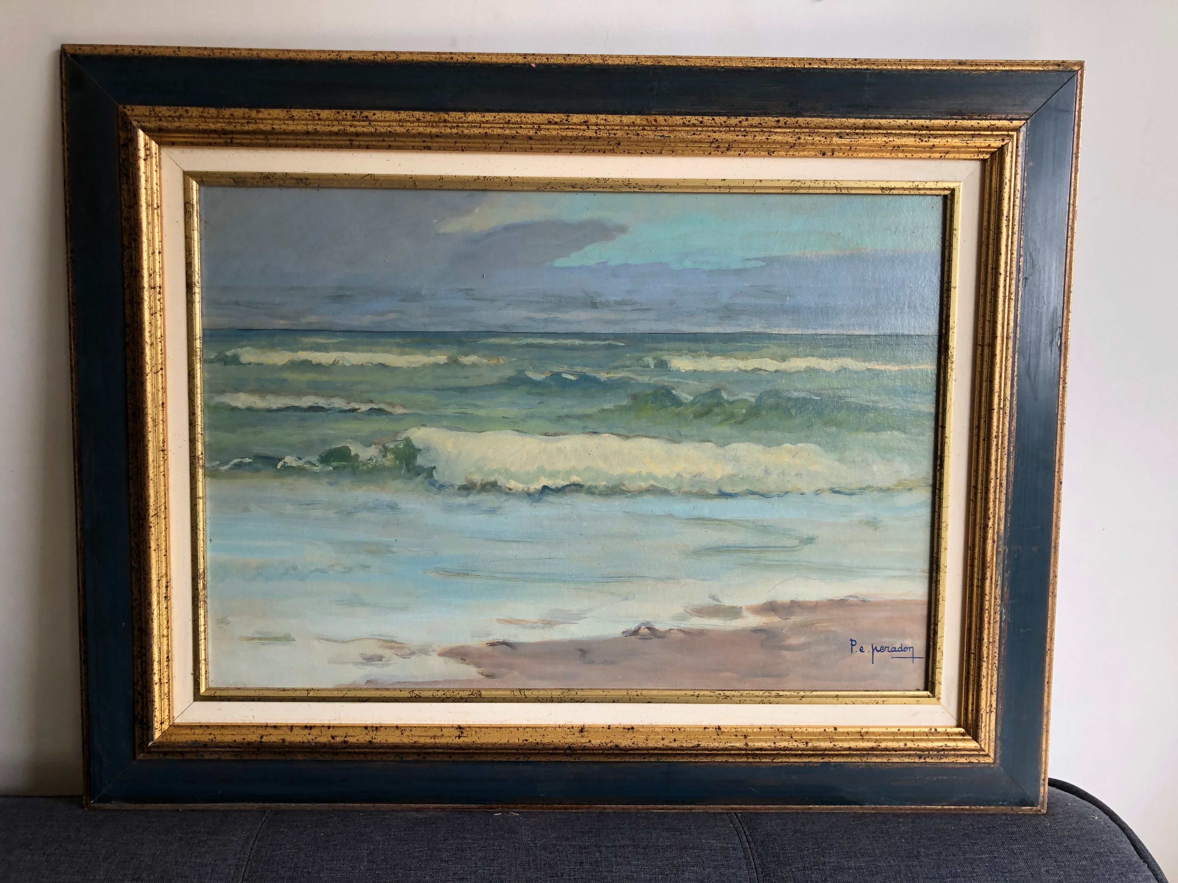 The Wave of P.E Peradon oil on panel