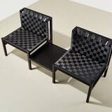 Gijs bakker Pair of Seatbelt Lounge Chairs + Side Table for Castelijn 1978