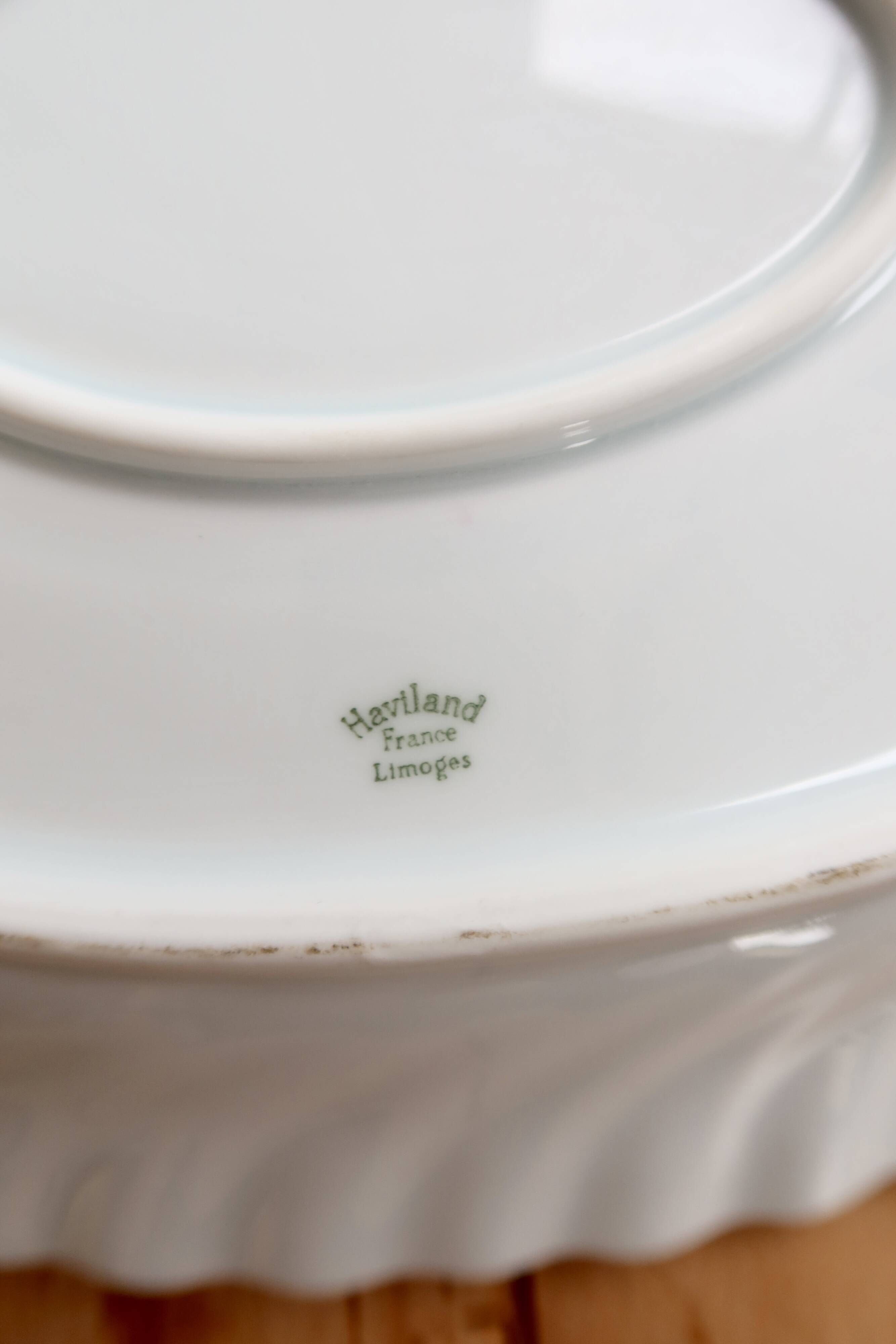 Vintage oval serving dish white twisted porcelain Limoges Haviland