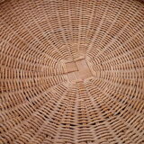 Mushroom table in rattan and glass