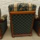 Three French-made cherry wood armchairs covered in velvet