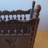 Carved wooden dolls cradle