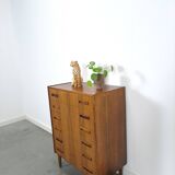 Mid-Century Deens Westergaards, Silkeborg palissander ladekast 6 lades