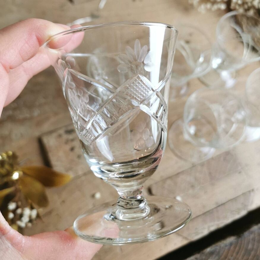 Verre à eau en cristal Ciselé - Pièce ancienne unique