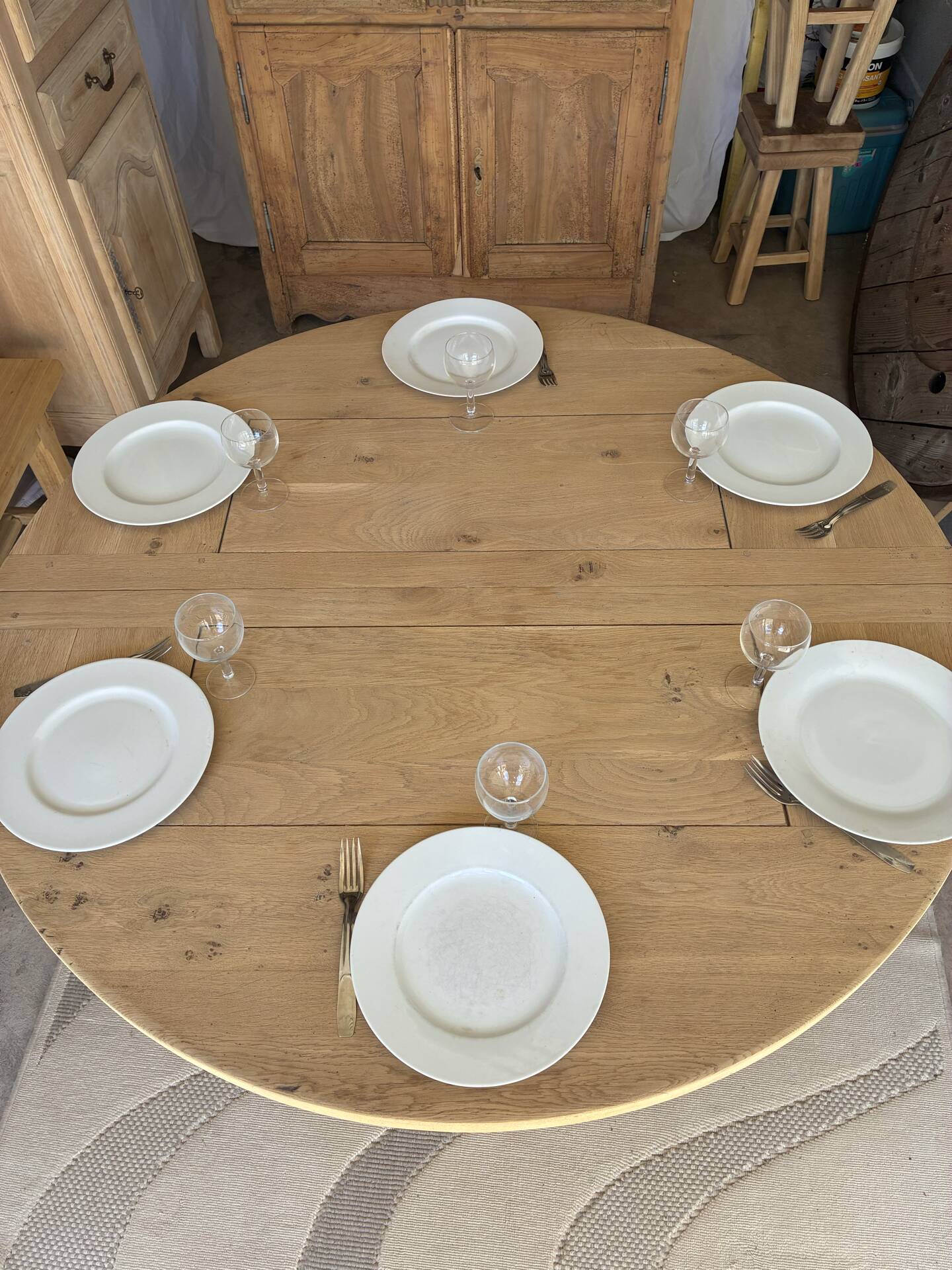 Solid oak farmhouse table with extensions