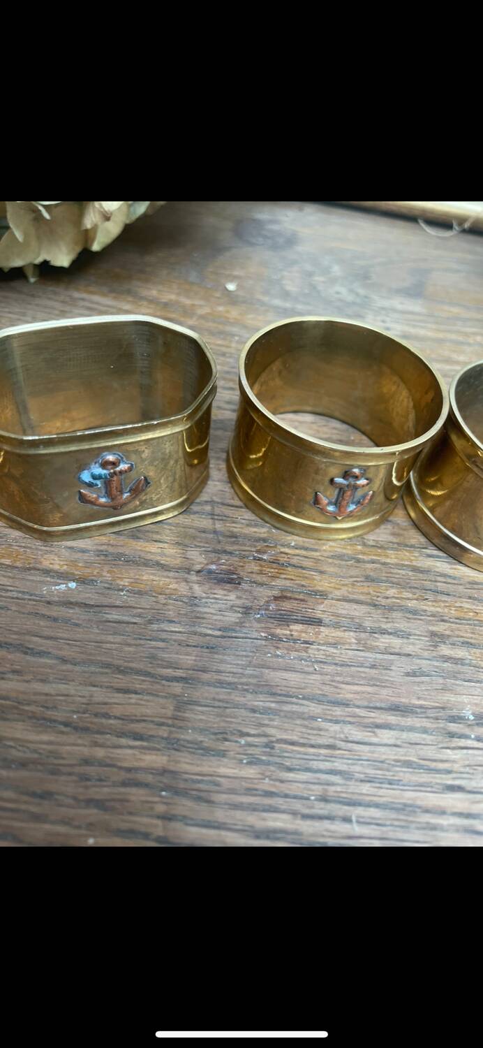 6 brass napkin rings