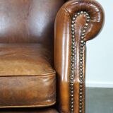 Especially comfortable wingback chair made of sheepskin leather, stunning colors
