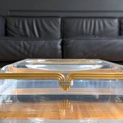 Lucite and brass catchall attributed to Claude Malle/Maison Roméo.