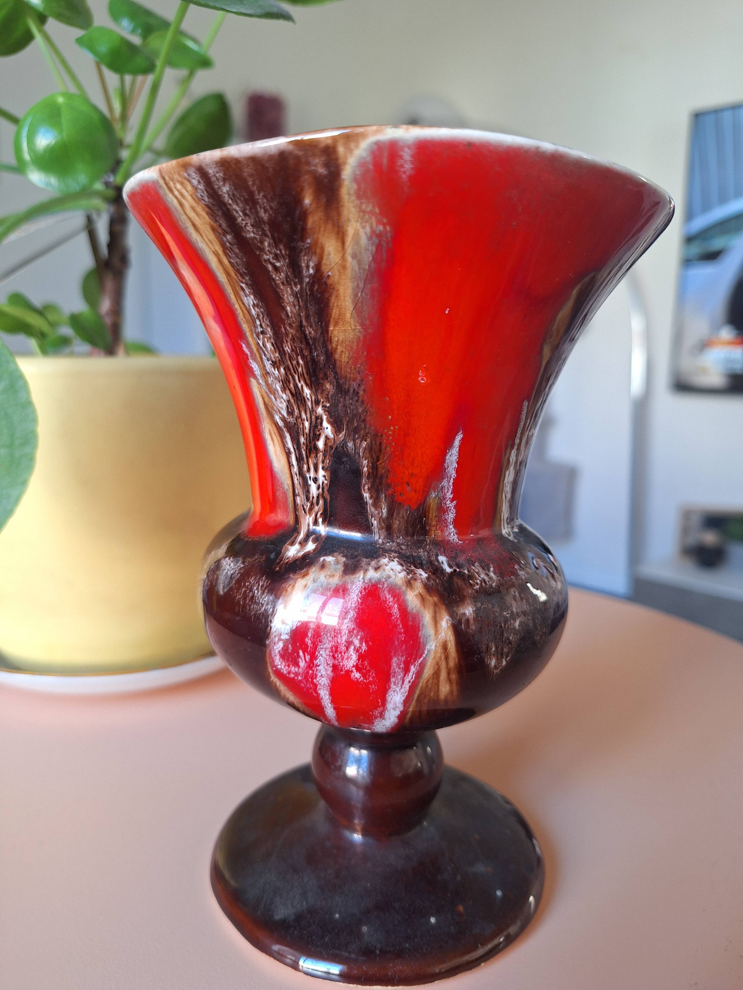 Stoneware vase signed Petit Massé – Morvan – flambé red glazes