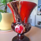 Stoneware vase signed Petit Massé – Morvan – flambé red glazes