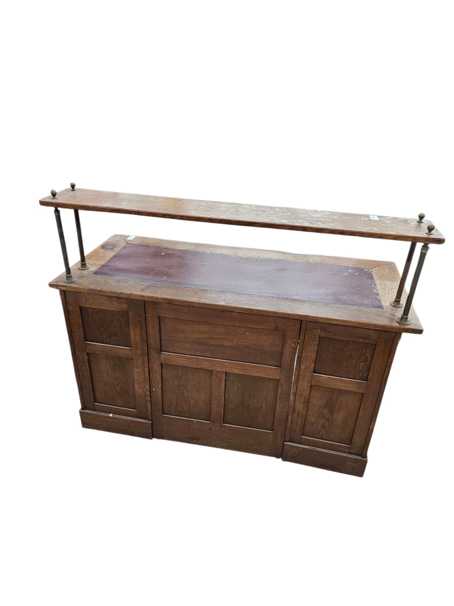 Victorian oak desk / Bin or drawer cup pull by P. & F. Corbin / 1895