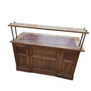 Victorian oak desk / Bin or drawer cup pull by P. & F. Corbin / 1895