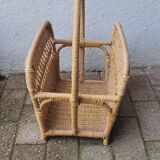 60s rattan magazine rack