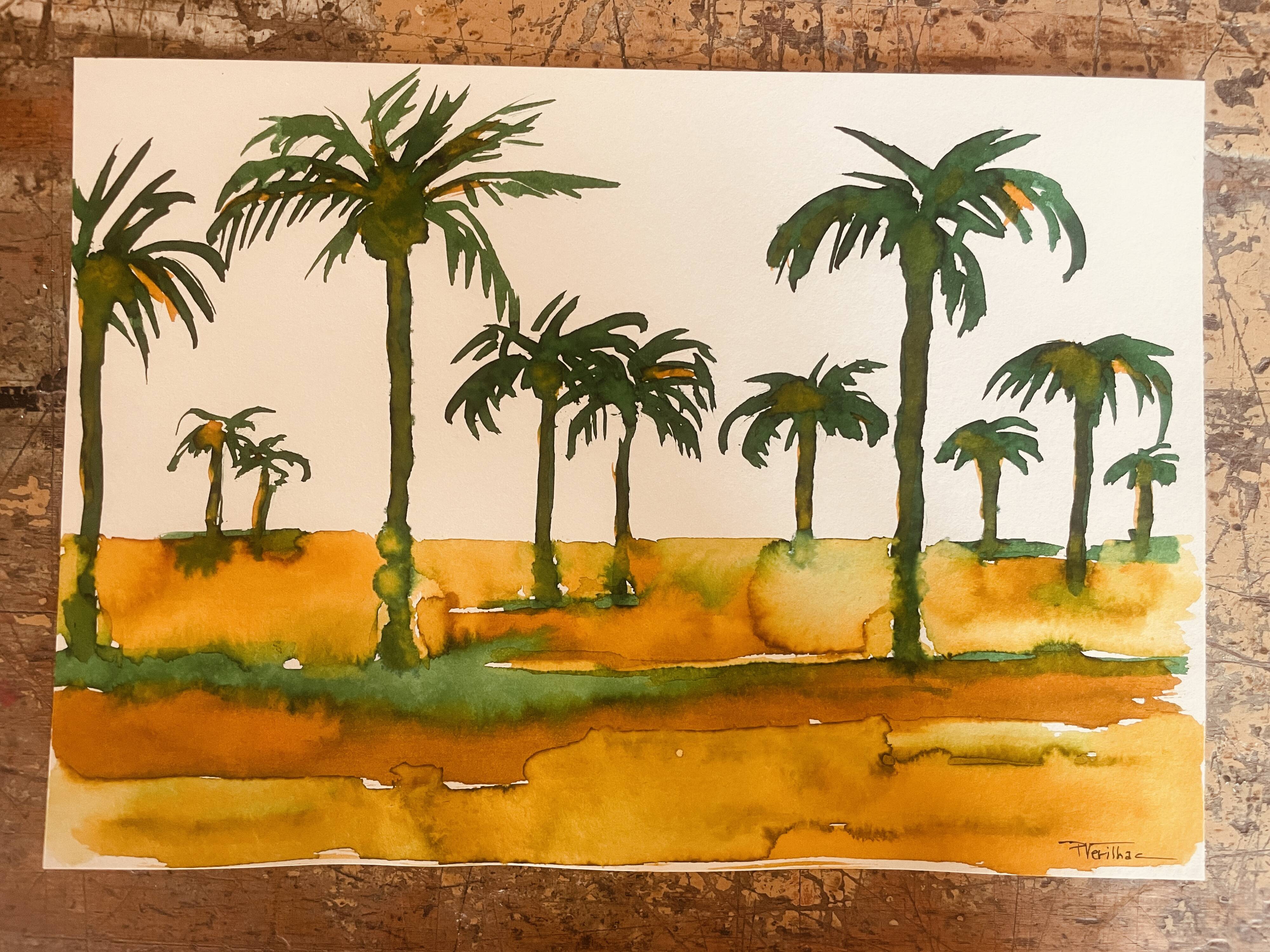Tableau signé paysage Egypte « Lever de soleil sur le Nil »