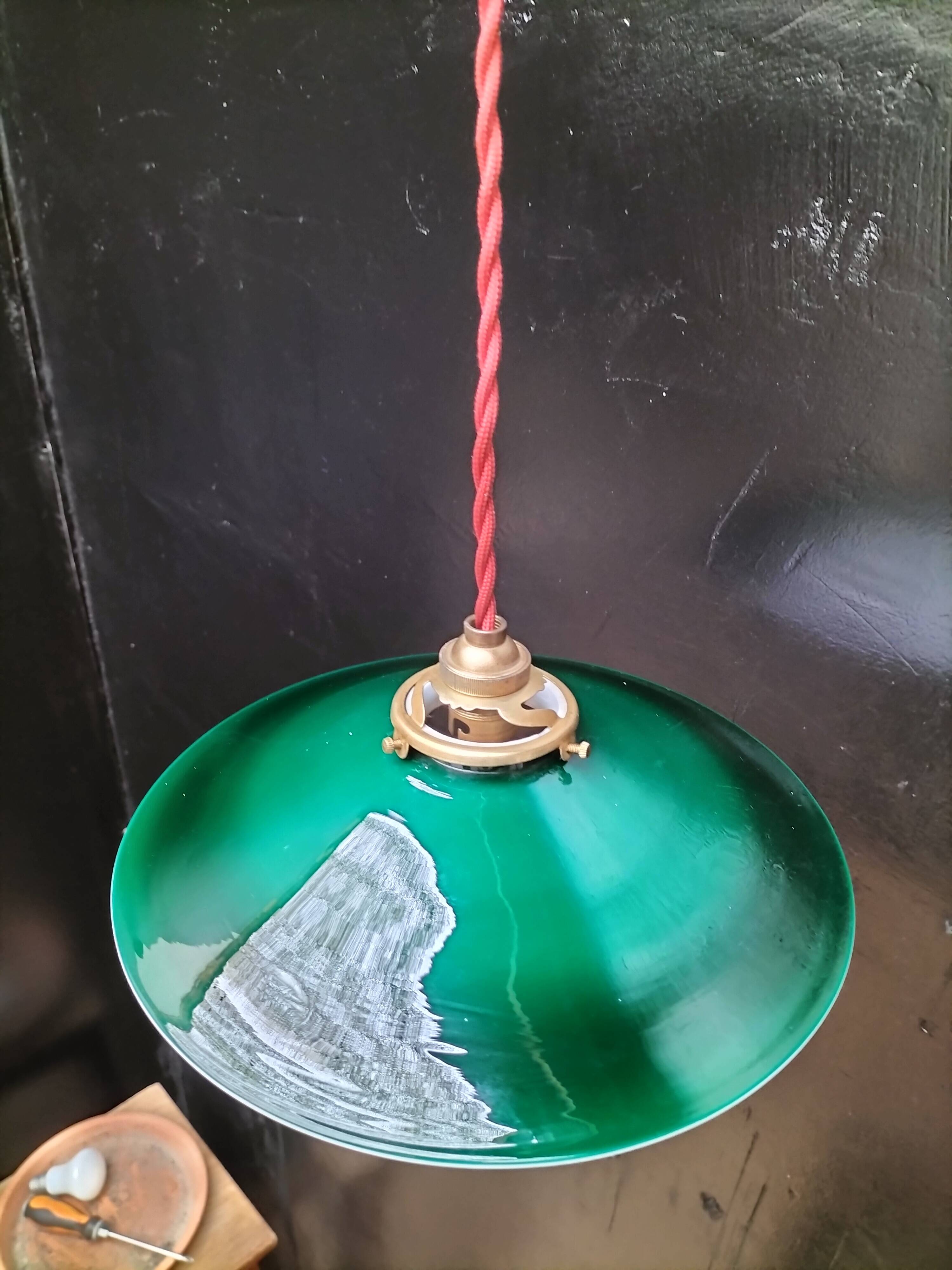 Green opaline pendant light