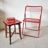 Folding chair made of metal red thread