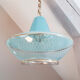 Vintage ceiling lamp suspension in glass, blue, 50s