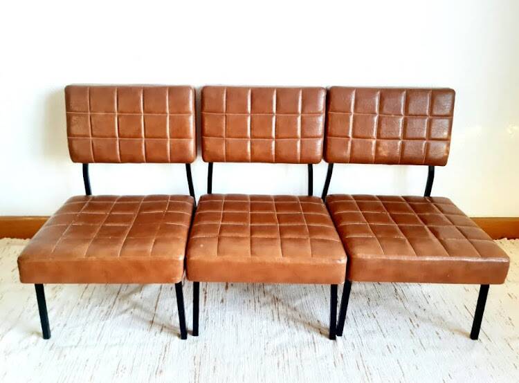 Three 1960 leatherette chairs