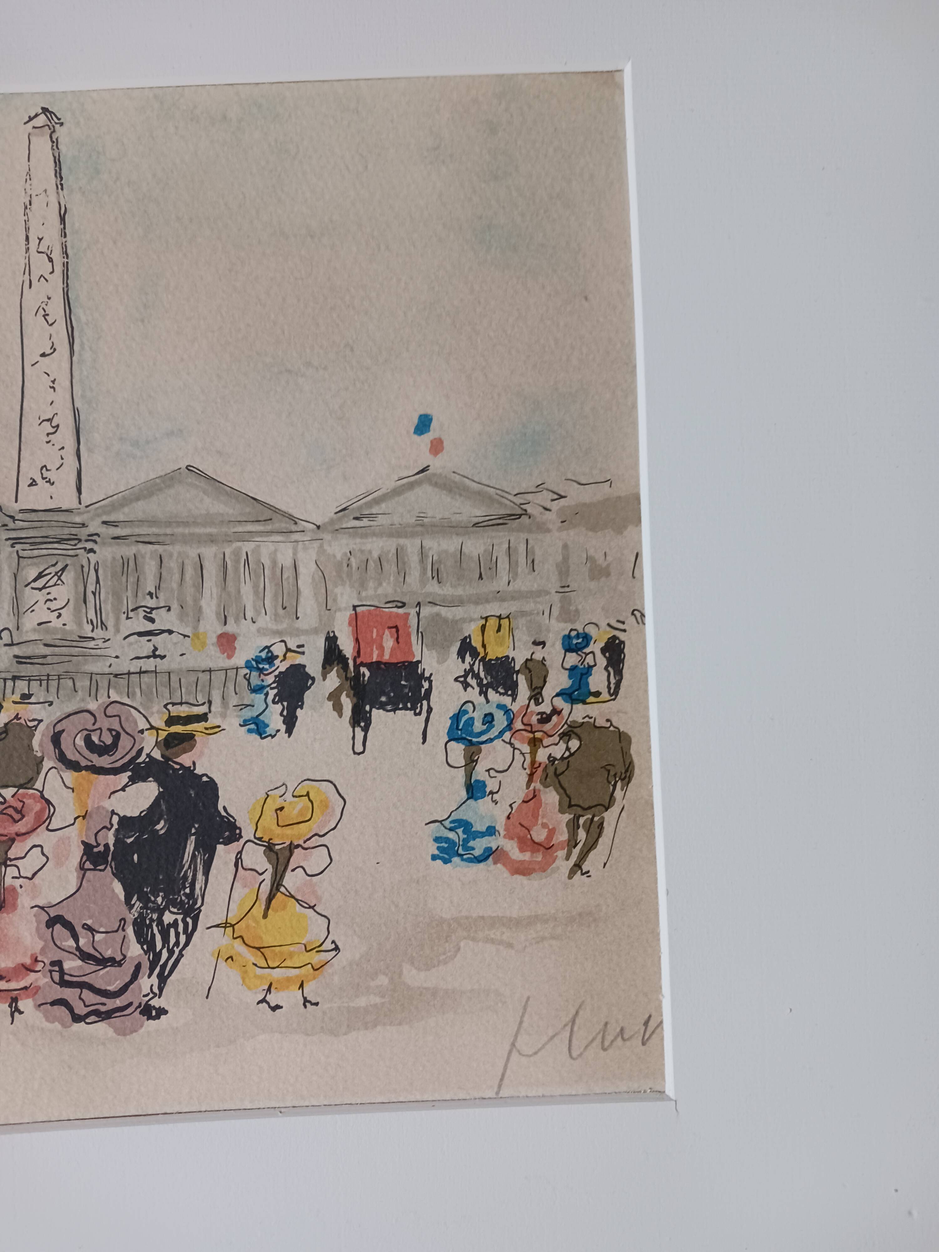 Lithograph of Paris, by Urbain Huchet