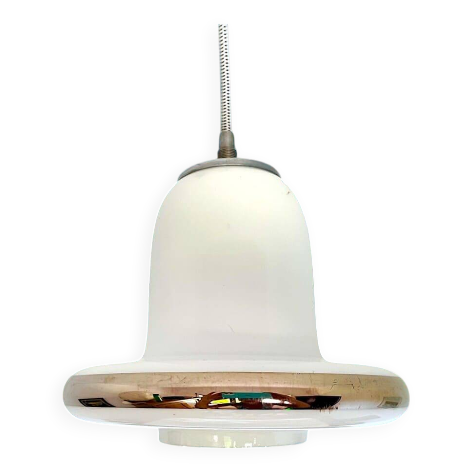 Danish Modern opaline glass hanging lamp