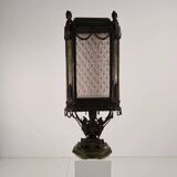 Continental Louis XIV-style cast zinc & green marble curio cabinet – early 20th century