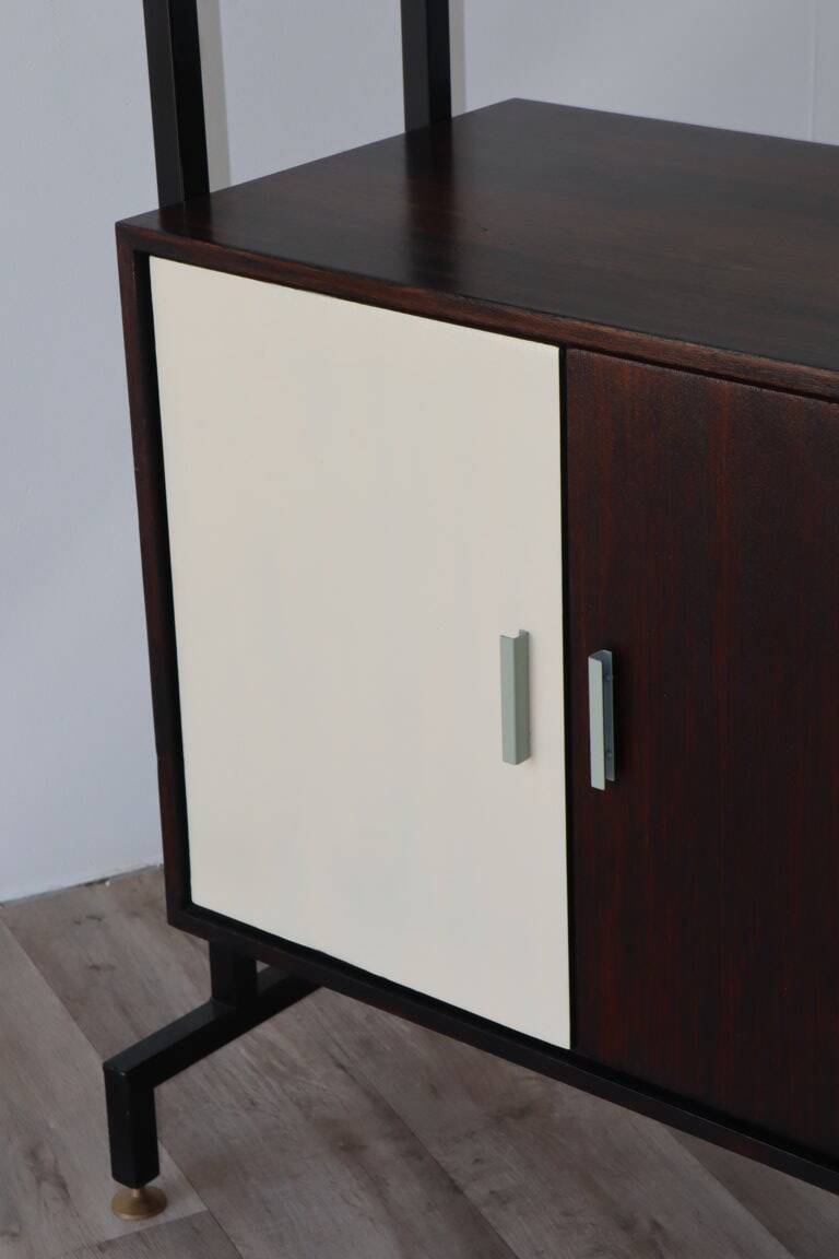 Vintage modular storage unit in wood and metal - 1960