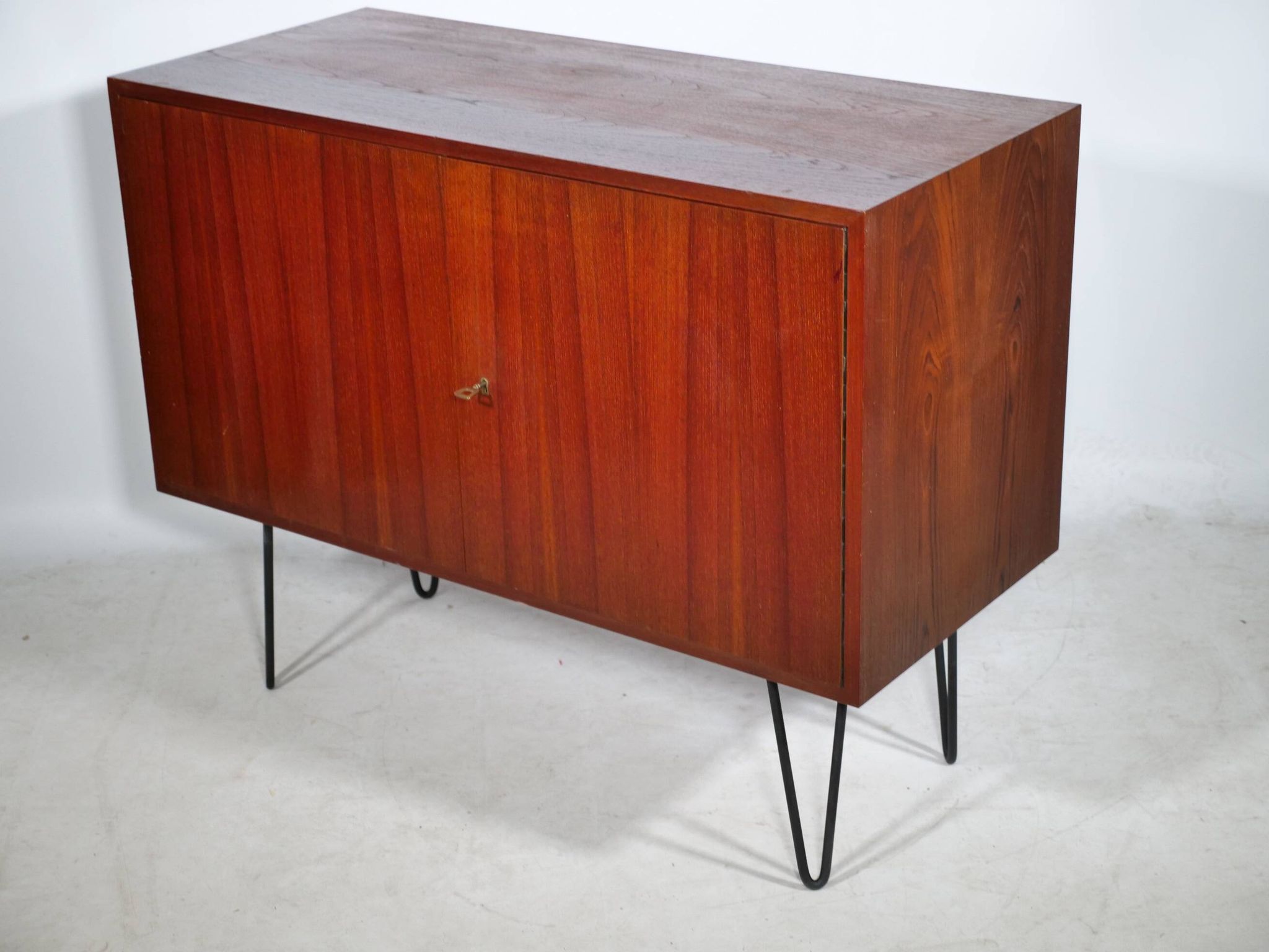 Buffet d'Erich Stratmann, teck, pieds en épingle à cheveux, armoire, années 1960