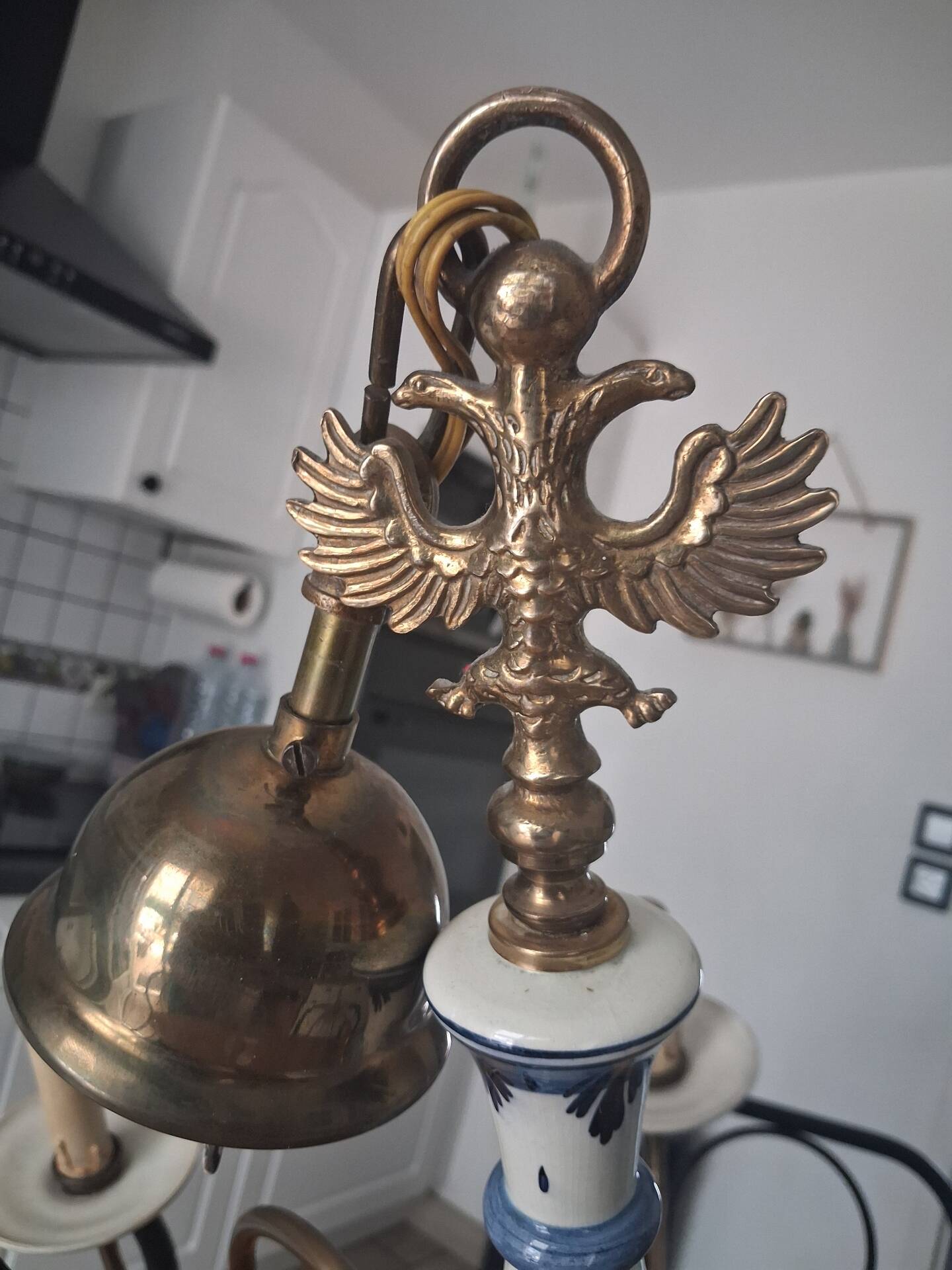 Lustrous 1950s brass porcelain