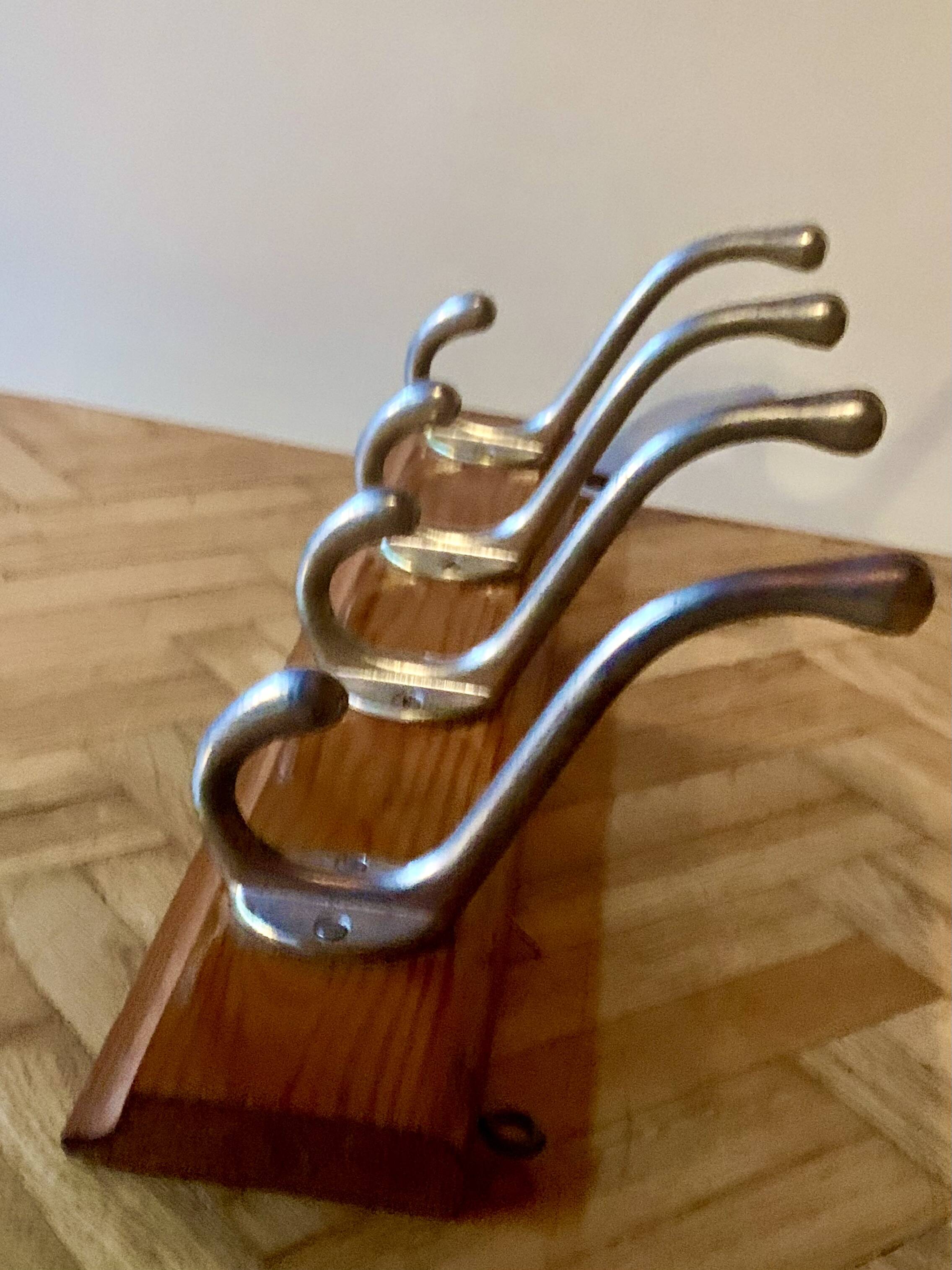 Vintage wooden wall coat rack - 4 hooks.