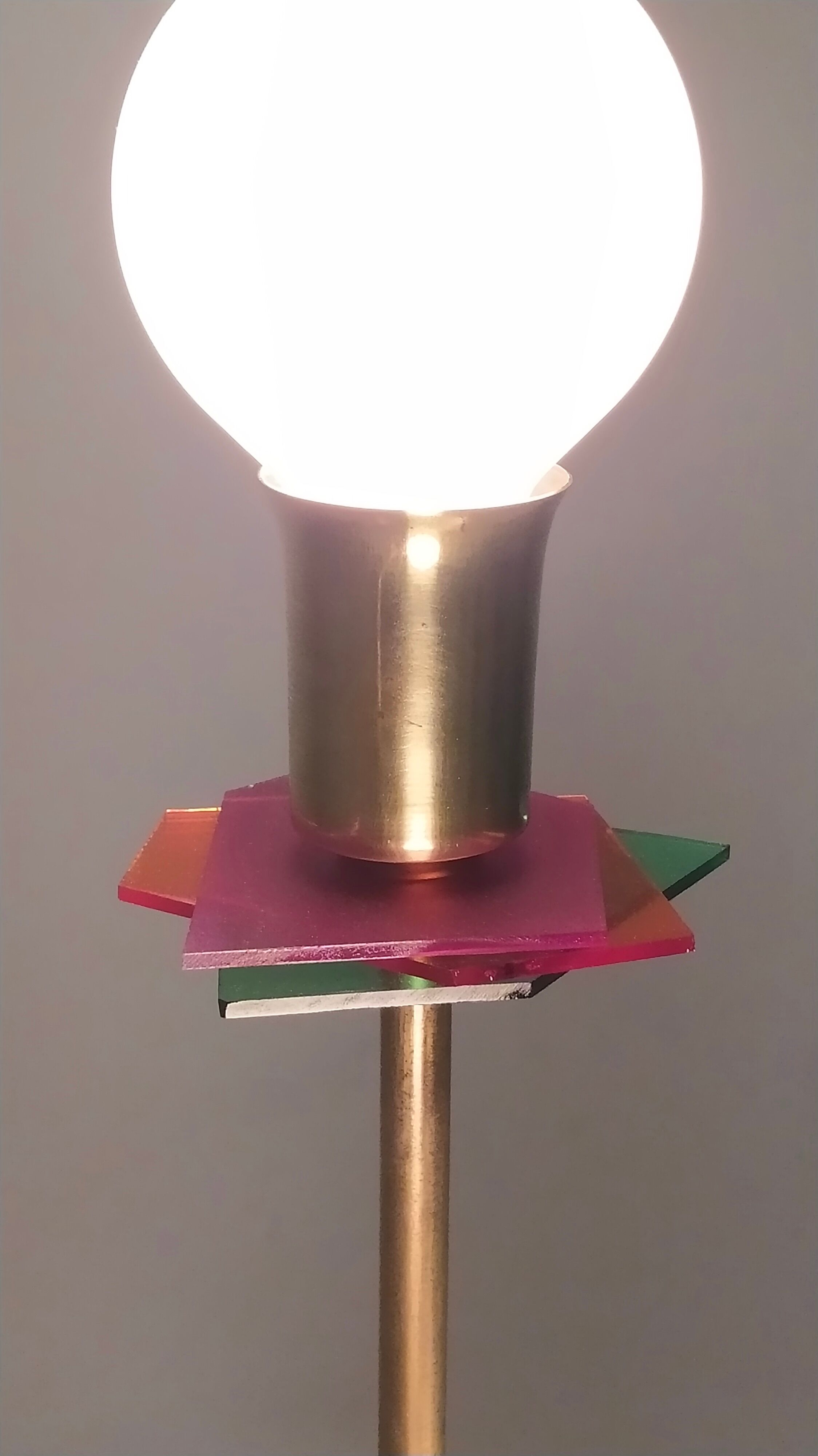 Brass, varnished metal and plexiglas floor lamp "alberelli" by c. la gaipa, 2020