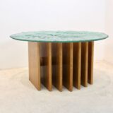 Table basse Heinz Lilienthal avec plateau en verre sculptural