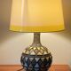 Vintage handcrafted lamp, pottery and silver-plated metal