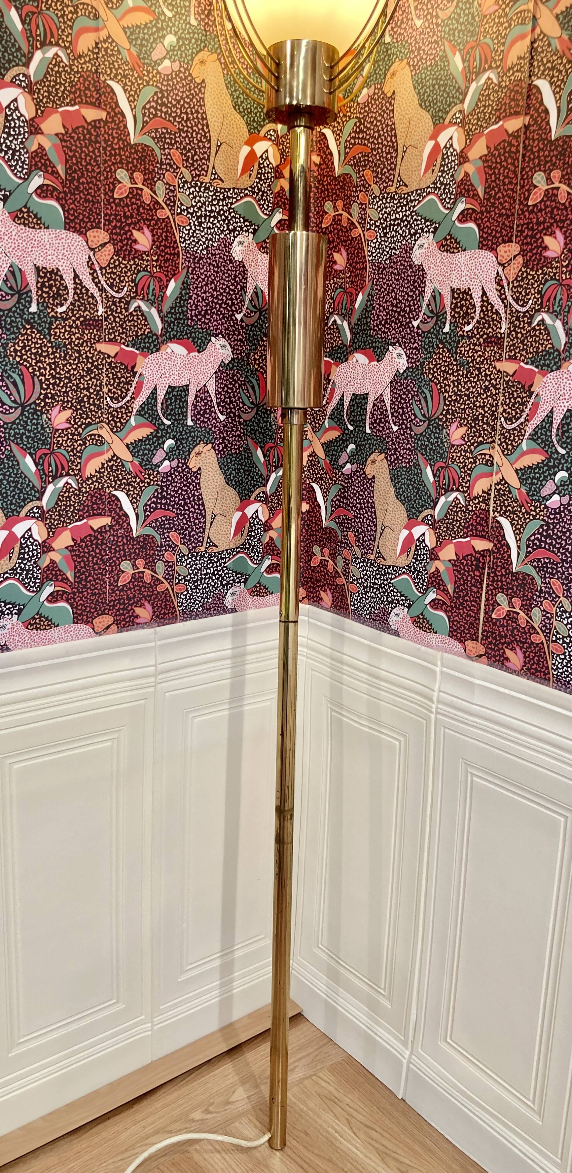 Lampadaire américain en verre et métal, 1950