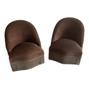 Paire de fauteuils crapaud - velours